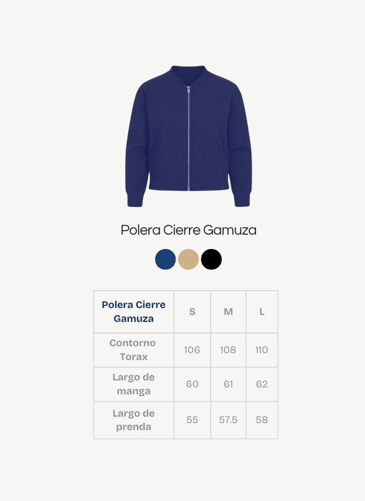 Polera Cierre Gamuza