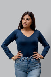 Polo Valeria Manga Larga - Modelador - Cuello V