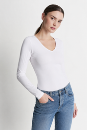 Polo Valeria Manga Larga - Cuello V - Modelador