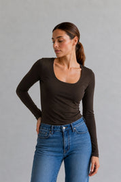 Polo Valeria Manga Larga - Cuello Cuadrado - Modelador
