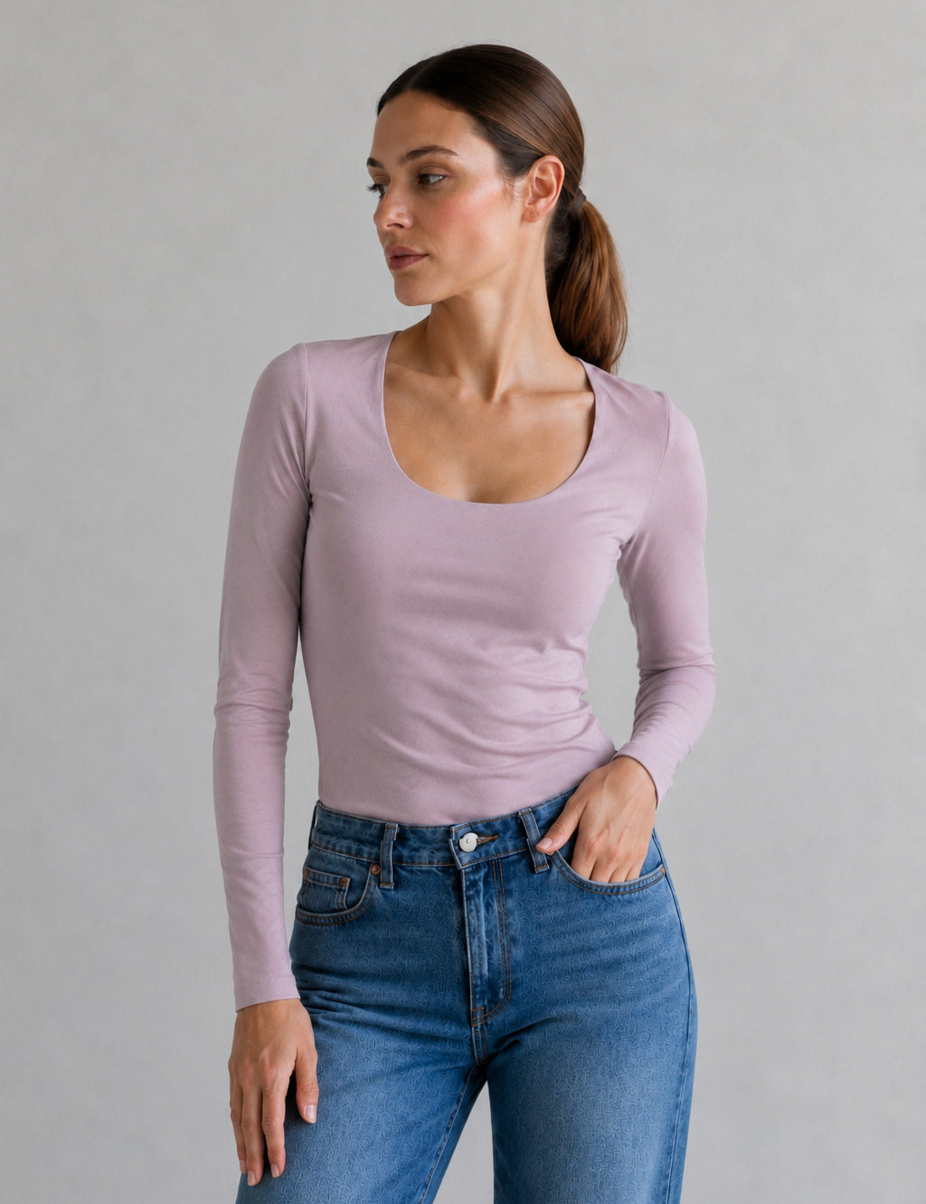 Polo Valeria Manga Larga - Cuello Cuadrado - Modelador