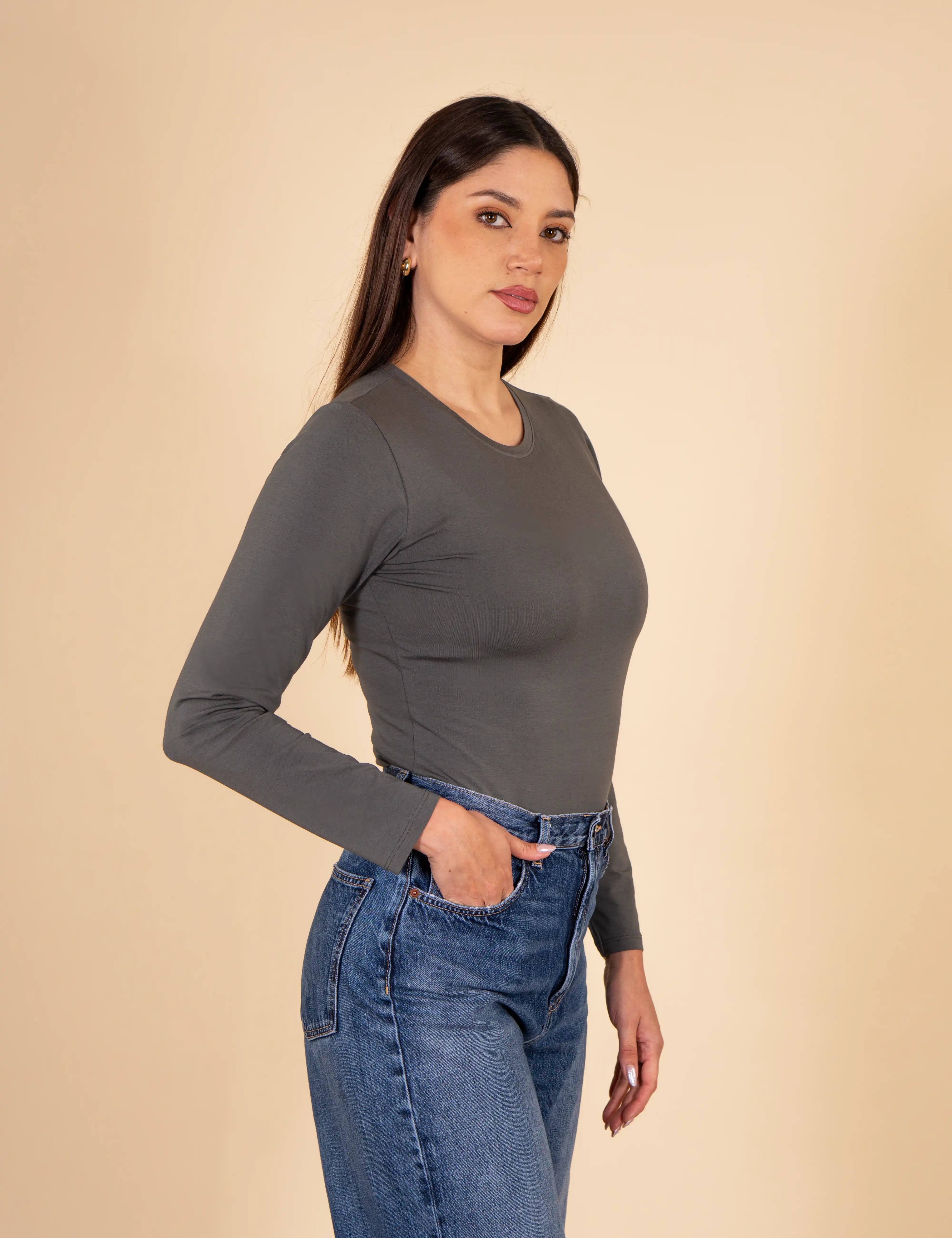 Polo Bonnie Manga Larga - Cuello Redondo - Entallado