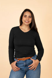 Polo Bonnie Manga Larga - Cuello V - Entallado