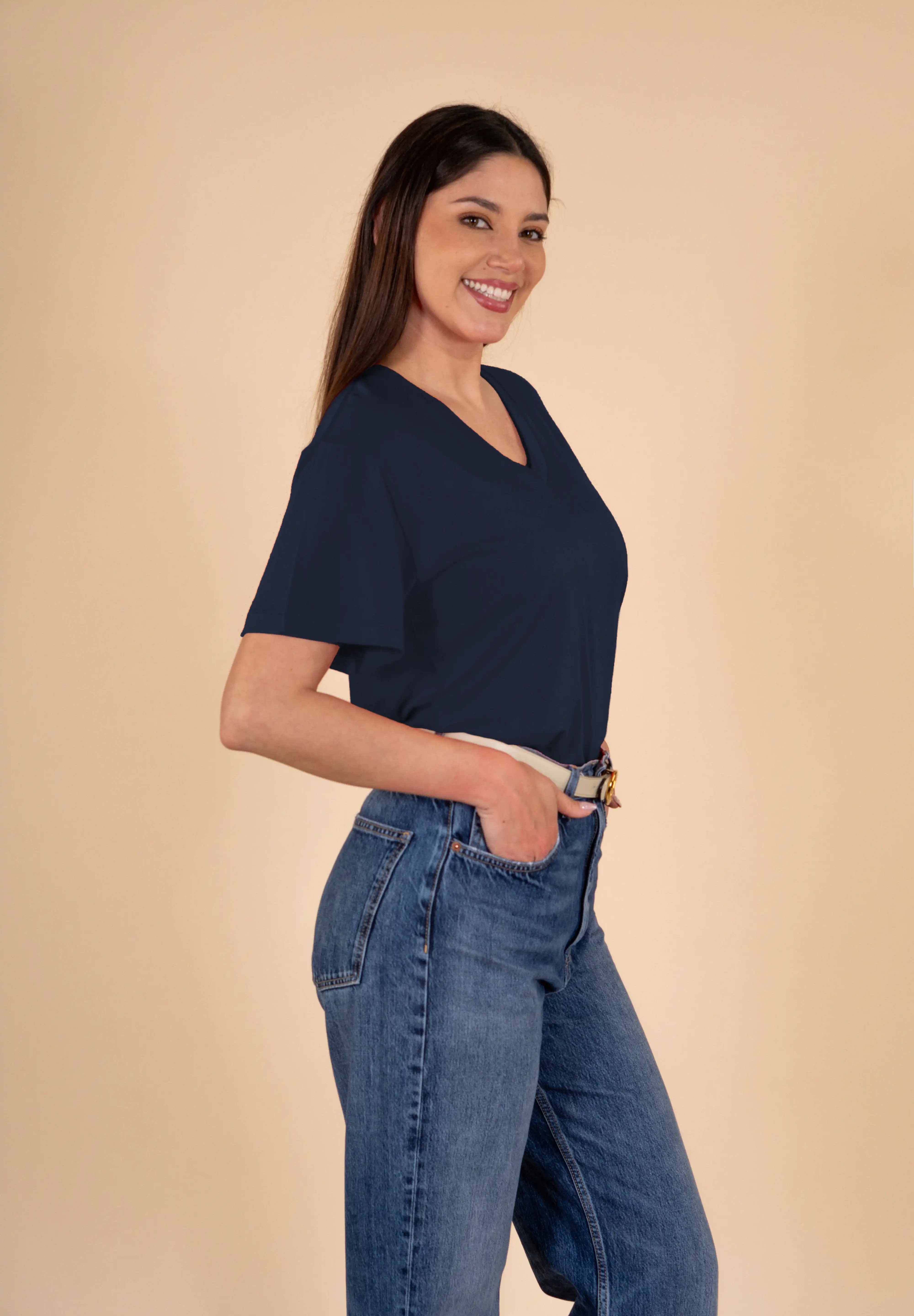 Polo Emma Manga Corta - Cuello V - Holgado