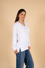 Polo Emma Manga Larga - Cuello V - Holgado