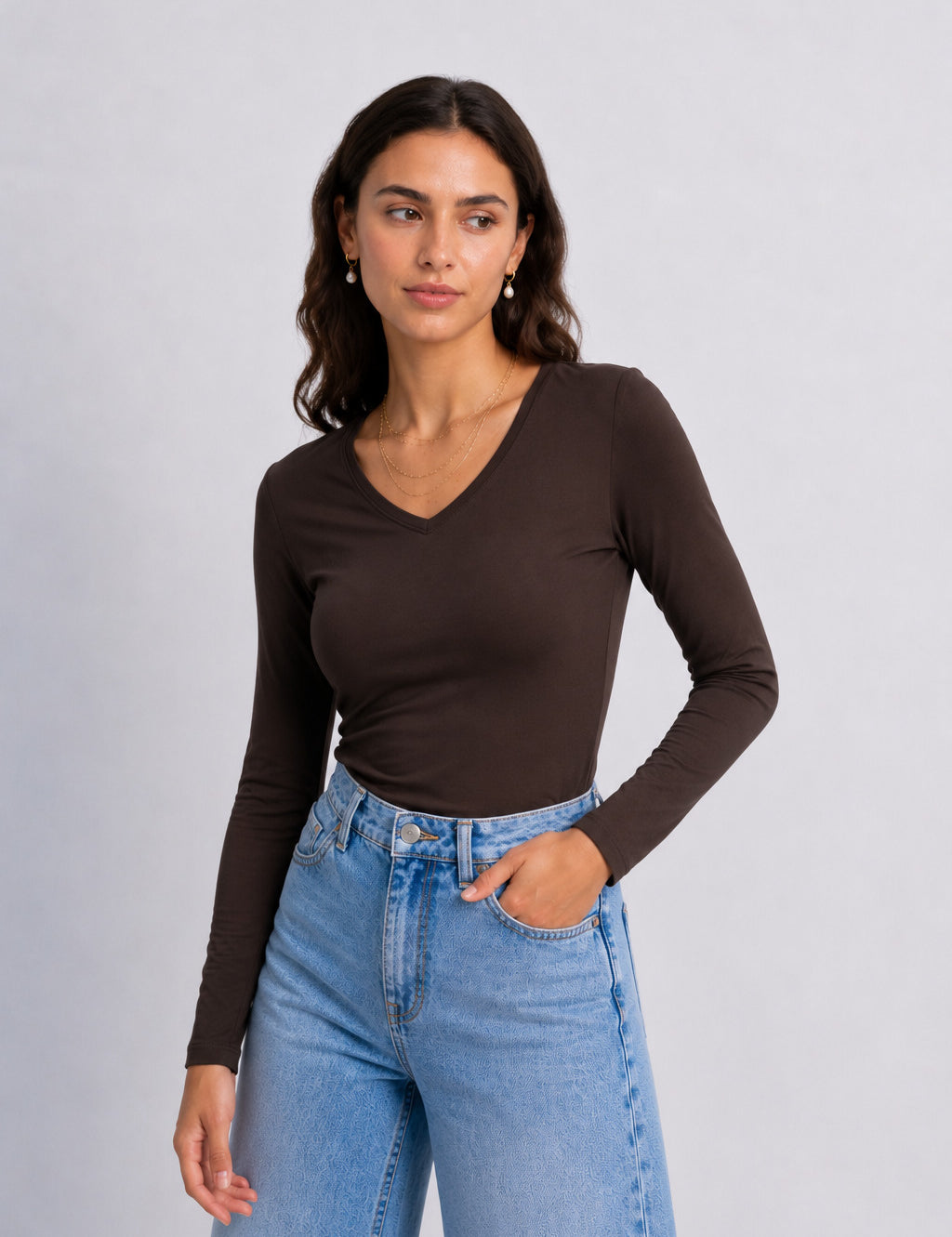 Polo Bonnie Manga Larga - Cuello V