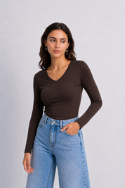 Polo Bonnie Manga Larga - Cuello V