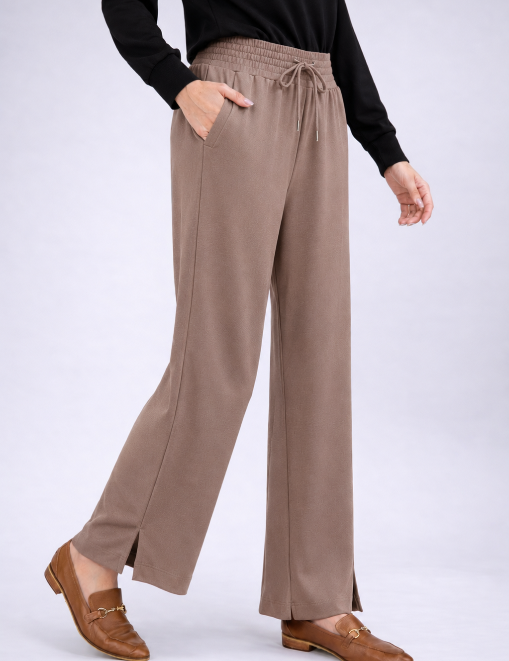 pantalón clásico taupe gamuza
