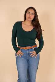 Polo Valeria Manga Larga - Modelador - Cuello V